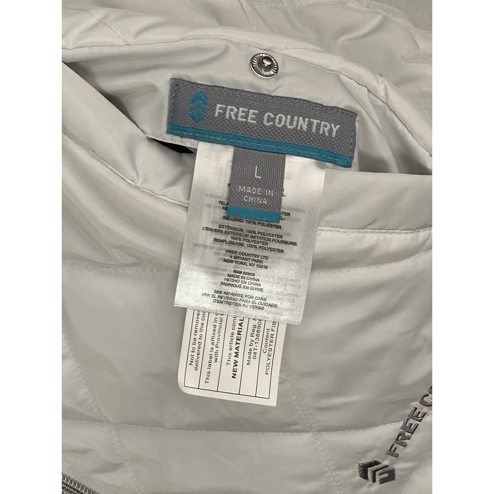 Free Country Reversible Puffer Vest Woman's Large White/Gray EC - Picture 10 of 16